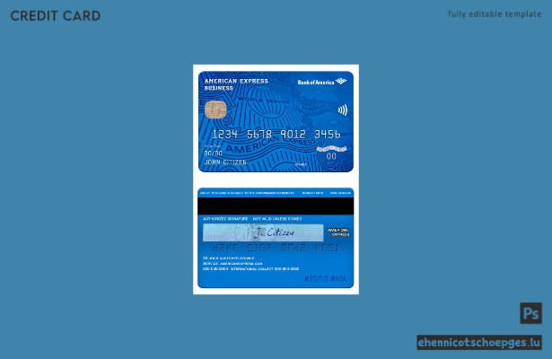 USA Bank of America AMEX Visitenkarten-Beispielvorschau